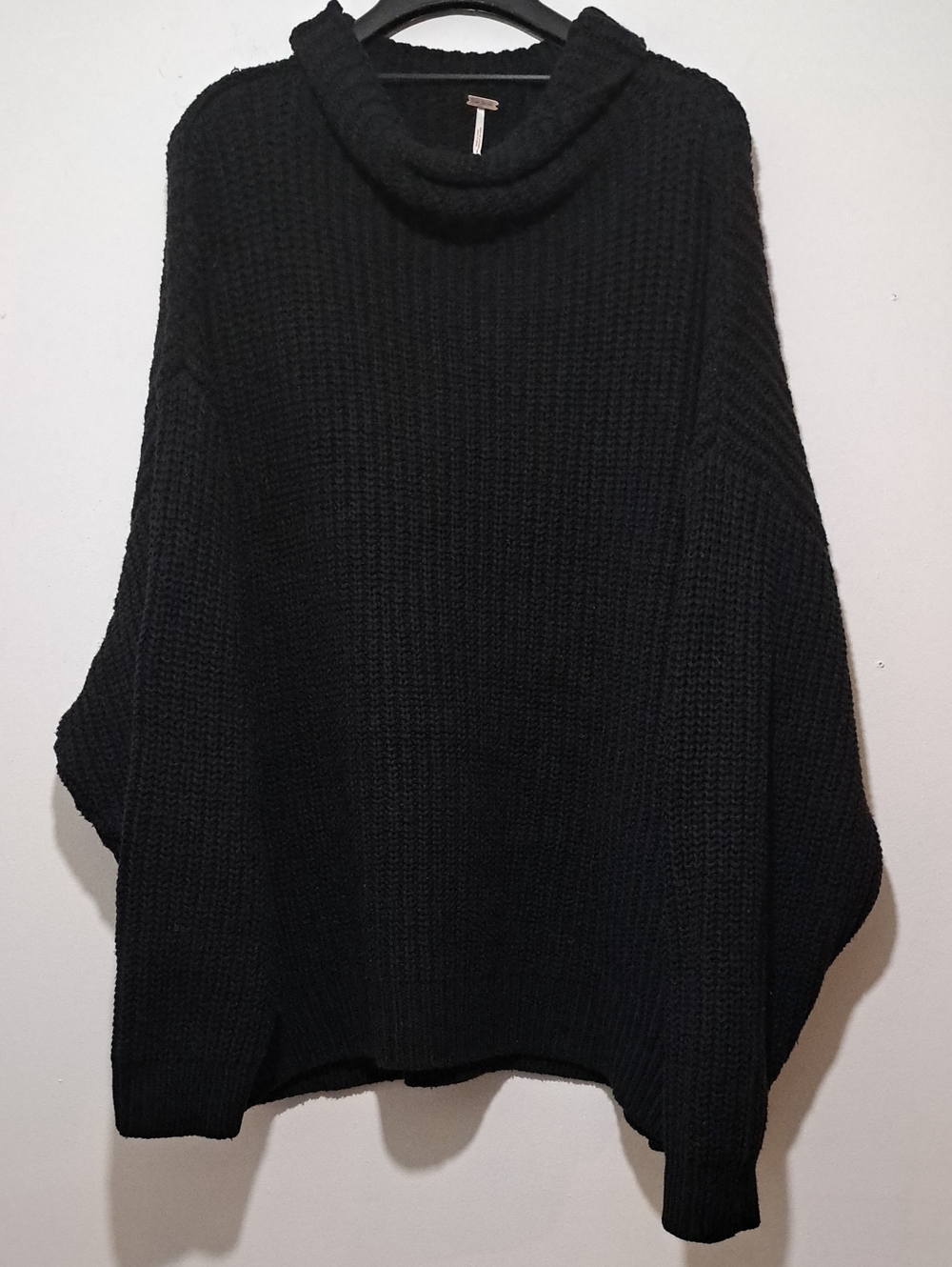 Free People Black Chunky Cowl Neck Sweater